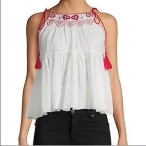 Antik Batik Raji Embroidered Flounce Top